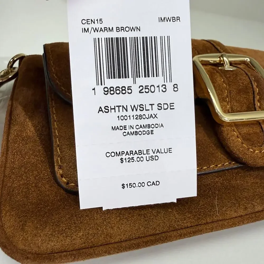 NEW‼️Coach Ashton Wristlet CEN15 suede/Gold/Warm Brown
